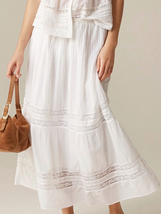 J. Crew Dresses & Skirts - J. Crew White Lace Pintuck Skirt, lined,  NWT